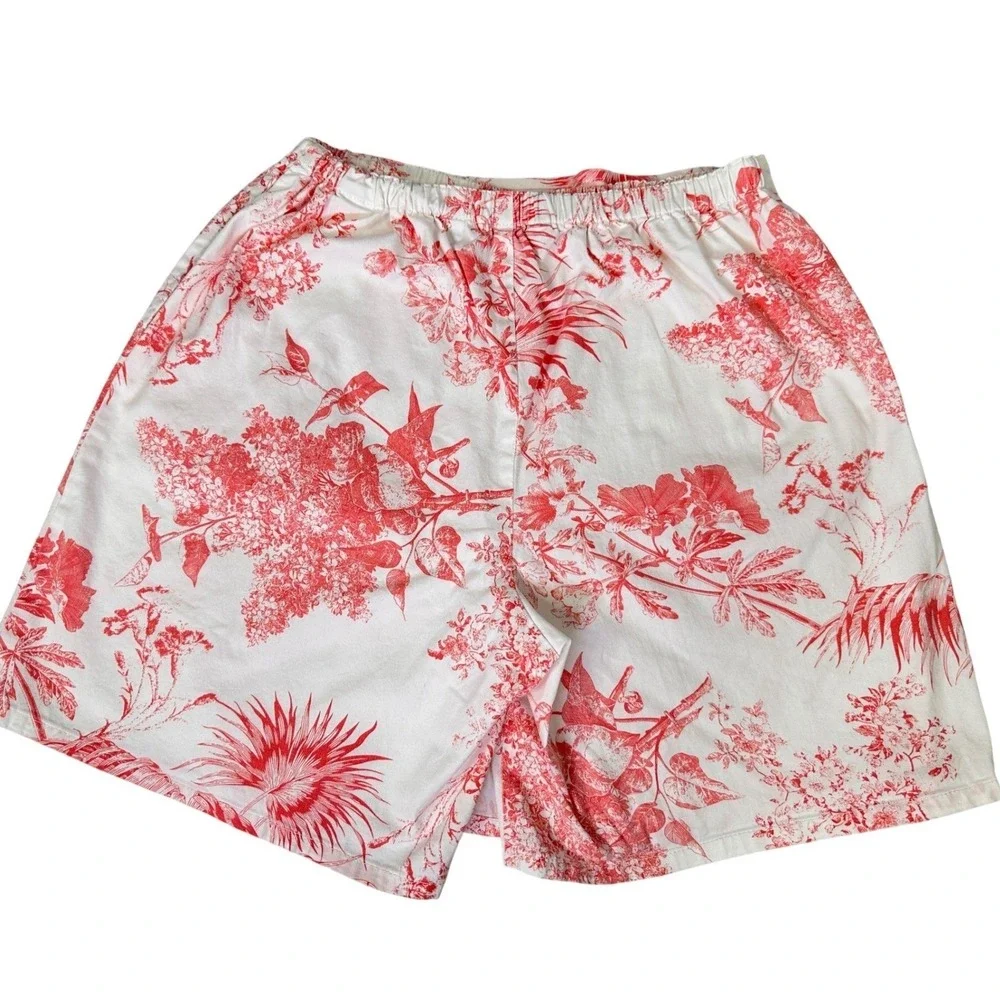 D &Co Vintage Style Wrap Skort Womens‎ S Toile Floral Cotton Blend Summer Picnic